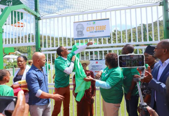 Deshaies inaugure le plateau multisports de Bas-Vent le 23 février 2024. Photo : FB Ville de Deshaies