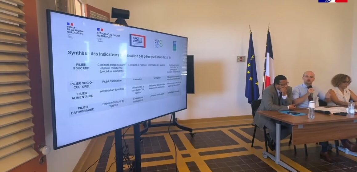 Le 4 juin, l’État a réuni une centaine de participants à la préfecture à Basse-Terre à l’occasion du séminaire départemental du « plan cantines ». Photo : capture écran Préfecture de Guadeloupe Le 4 juin, l’État a réuni une centaine de participants à la préfecture à Basse-Terre à l’occasion du séminaire départemental du « plan cantines ». Photo : capture écran Préfecture de Guadeloupe